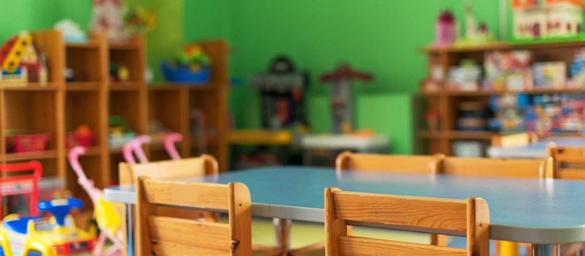Chairs,,Table,And,Toys.,Interior,Of,Kindergarten.